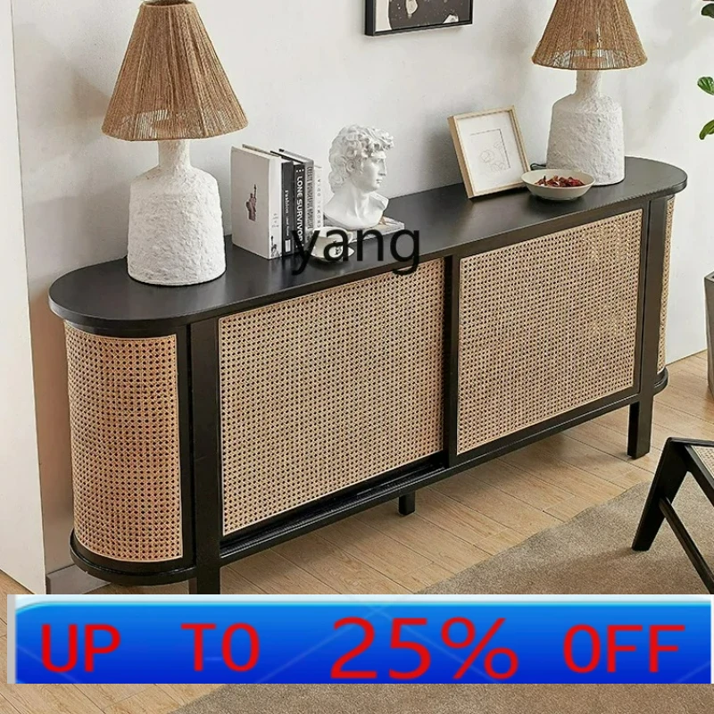 

LTT Solid Wood Xuan Cabinet Medieval Black Log Rattan Tea Bucket Cabinet