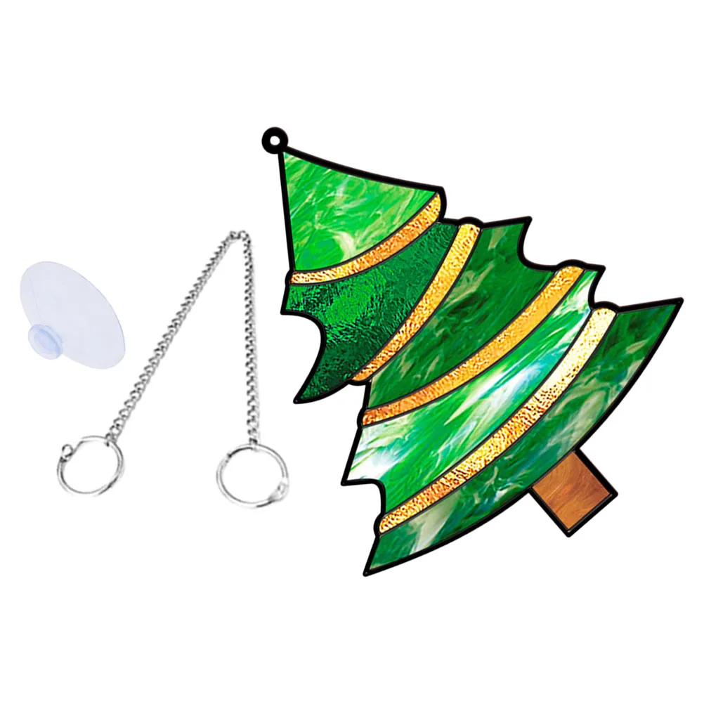 

1 set Christmas Tree Glass Hanging Decoration Indoor Outdoor Xmas Tree Pendant Lightweight Door Wall Porch Party Ornament