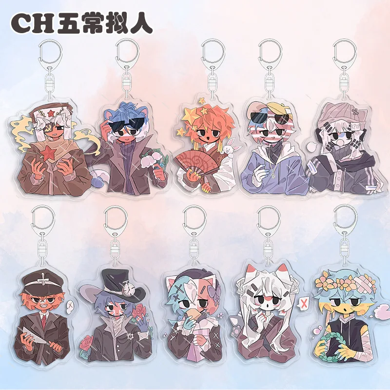 Countryhumans Men Acrylic Keychain Women China Russia France Anime Key Chain Creative Bags Key Ring Car Fashion Ornament Gift