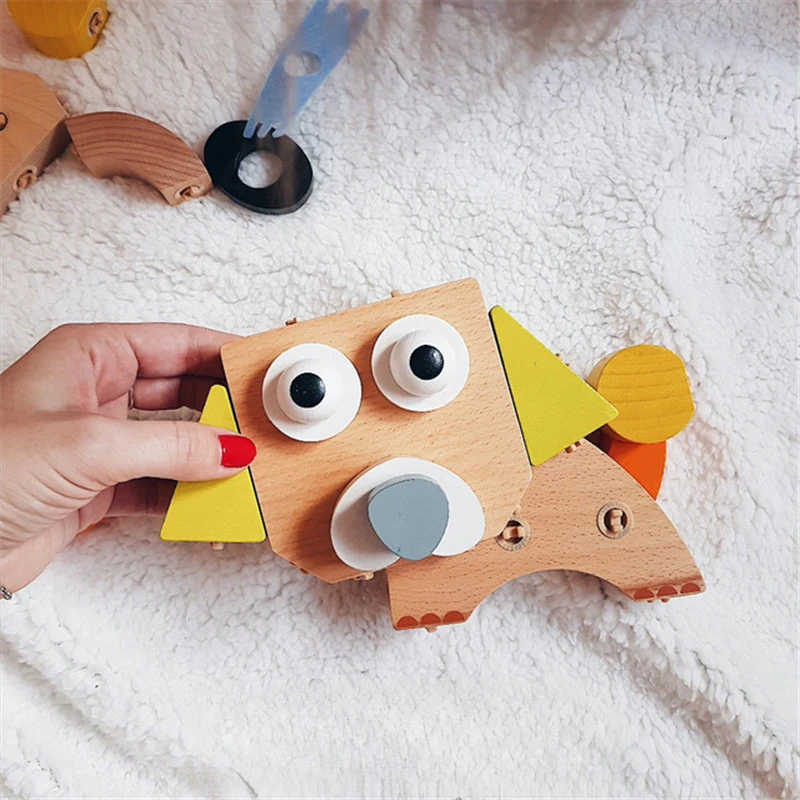 Toddler Toys Puzzle 3d Insert Fun and Ever-changing Cute Pets Montessori Educational Games Kids Wooden Board Games Constructor