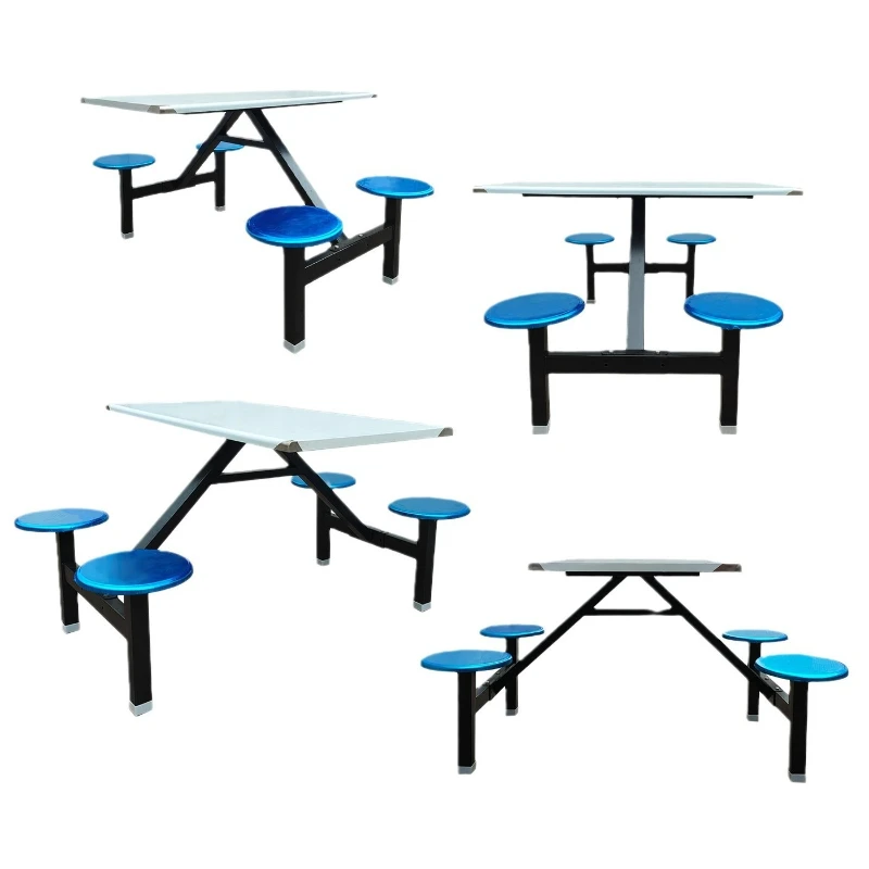 

Army canteen hospital student reception dining table and chairs integrated wholesale table set blue removable