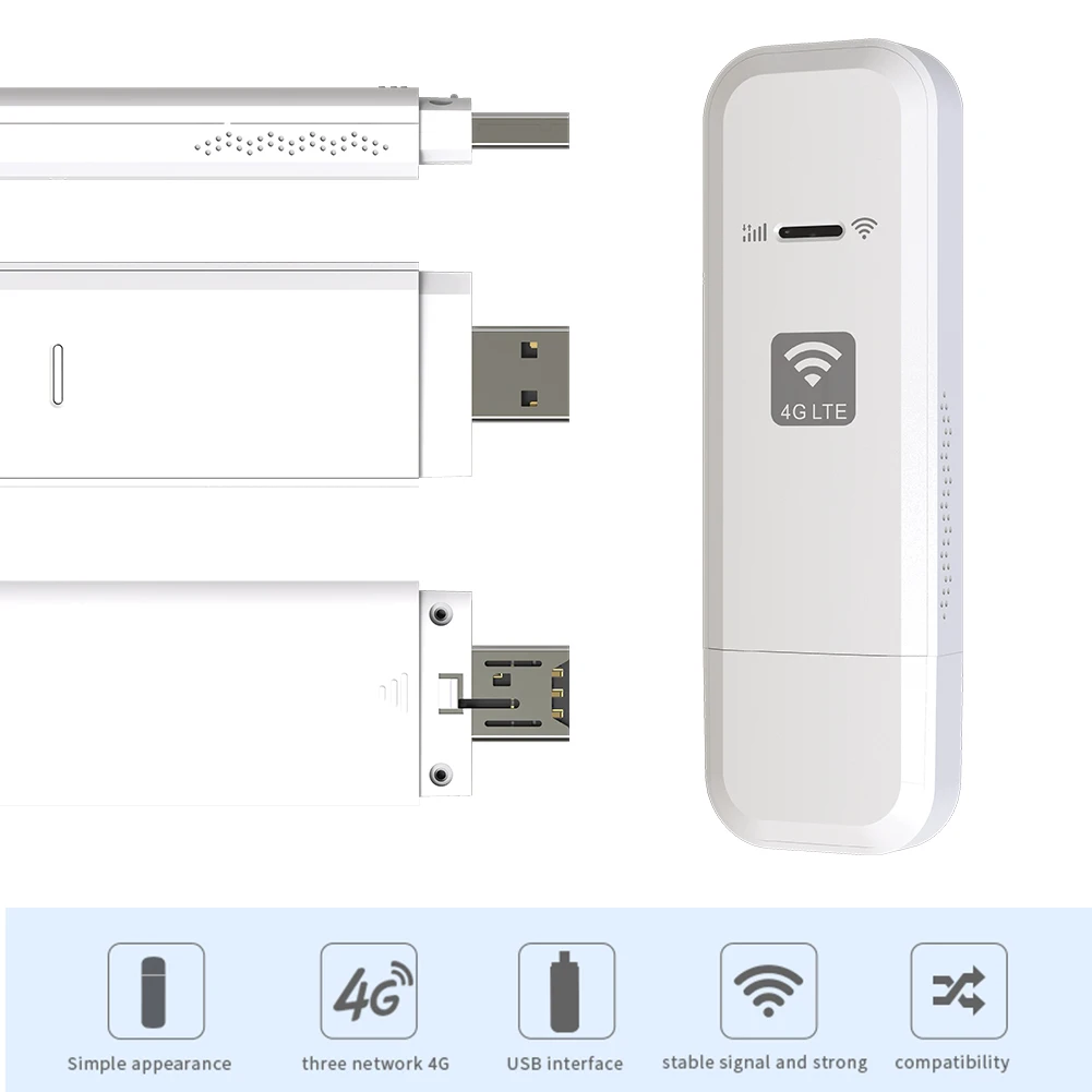 EATPOW SIM 카드 슬롯이 있는 USB 동글 와이파이 라우터, 모바일 무선 와이파이 어댑터, 홈 오피스, 4G LTE 모뎀, 150Mbps