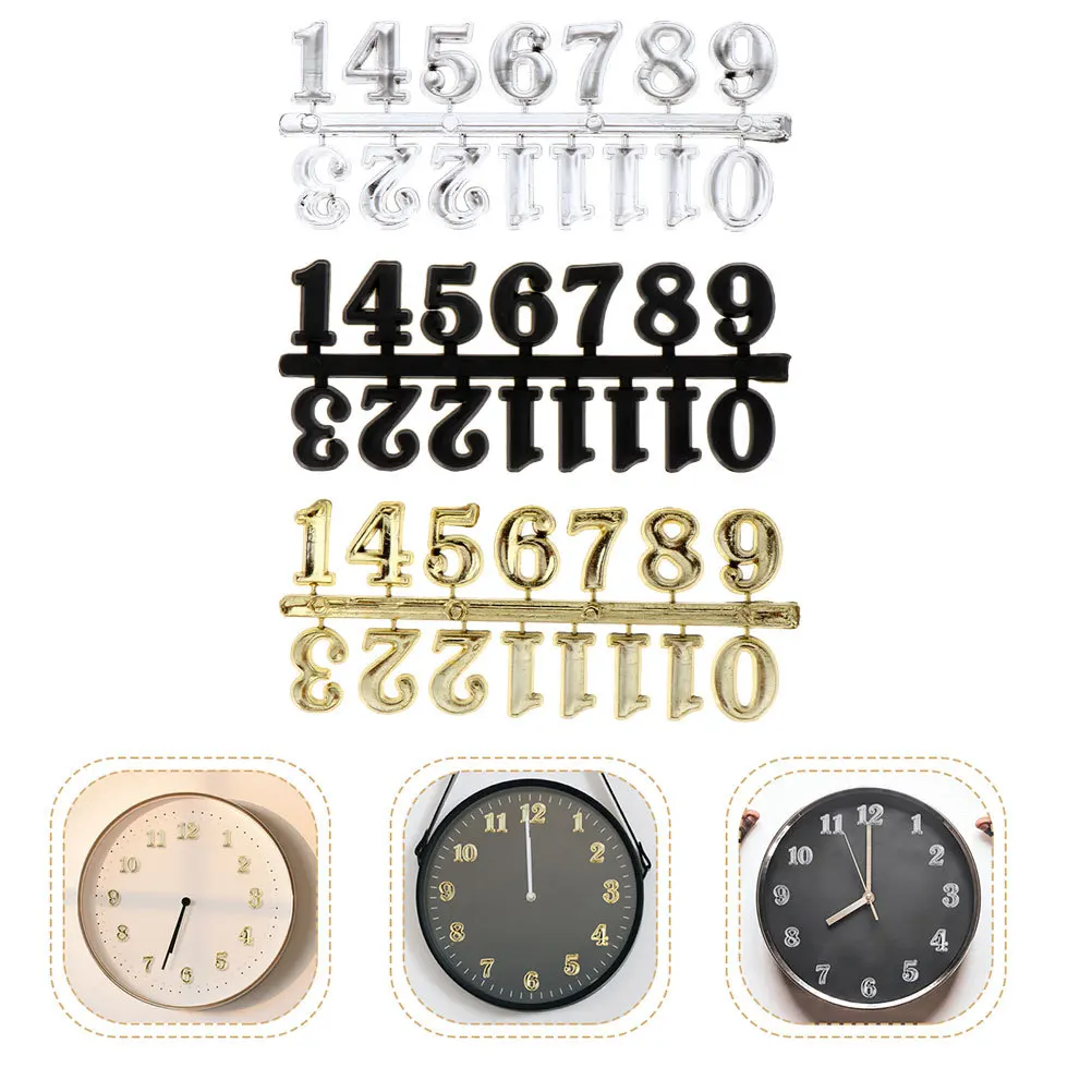 

3Sets Clock Numerals Kit Wall Clock Number Replacement Parts Sturdy Material Simple Fashionable Design Widely Applicable Home