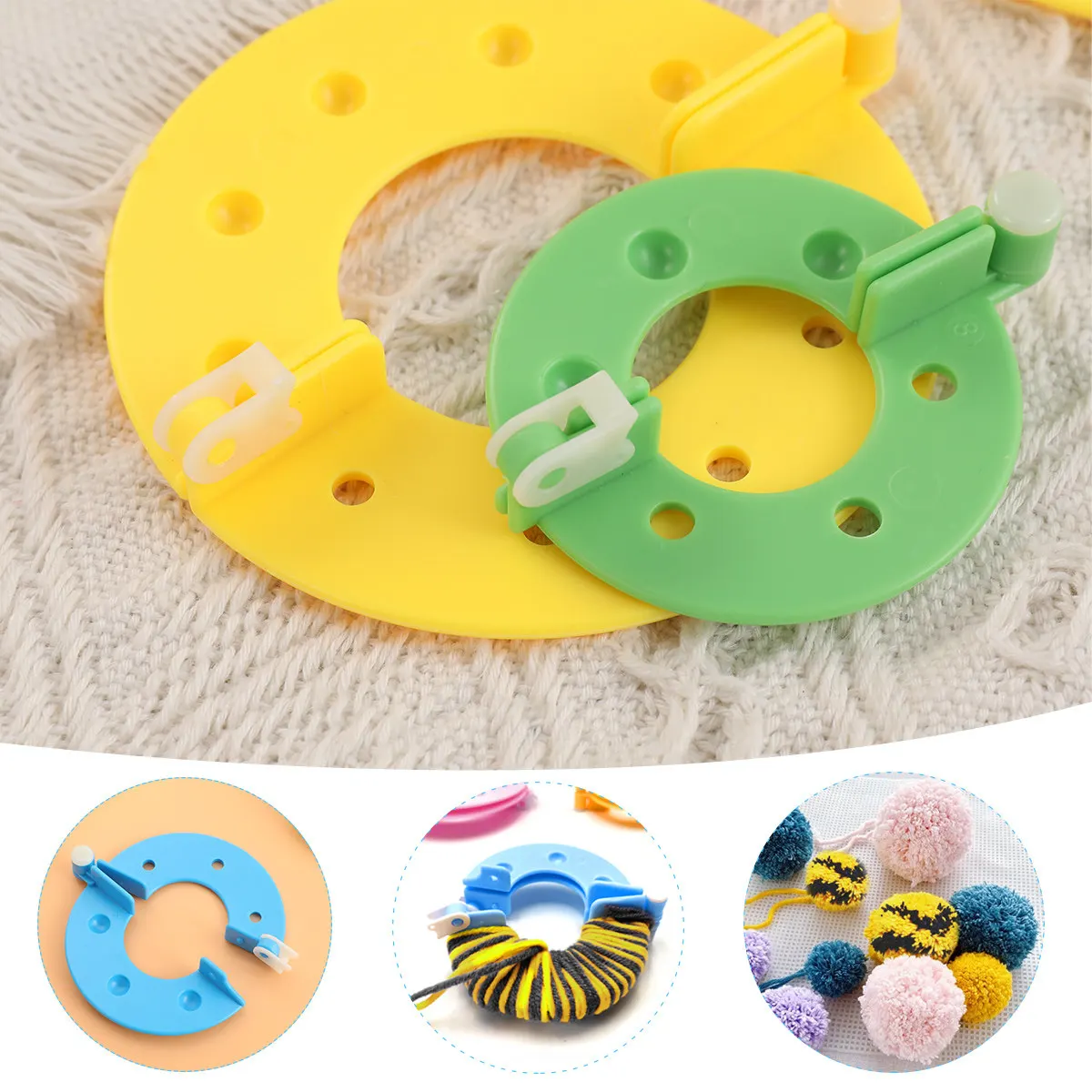 8pcs Pompom Fluff Ball 4 Sizes Yarn String Fluff Ball Makers Scissors Crochet Supplies Wool Crafts Knitting Tools