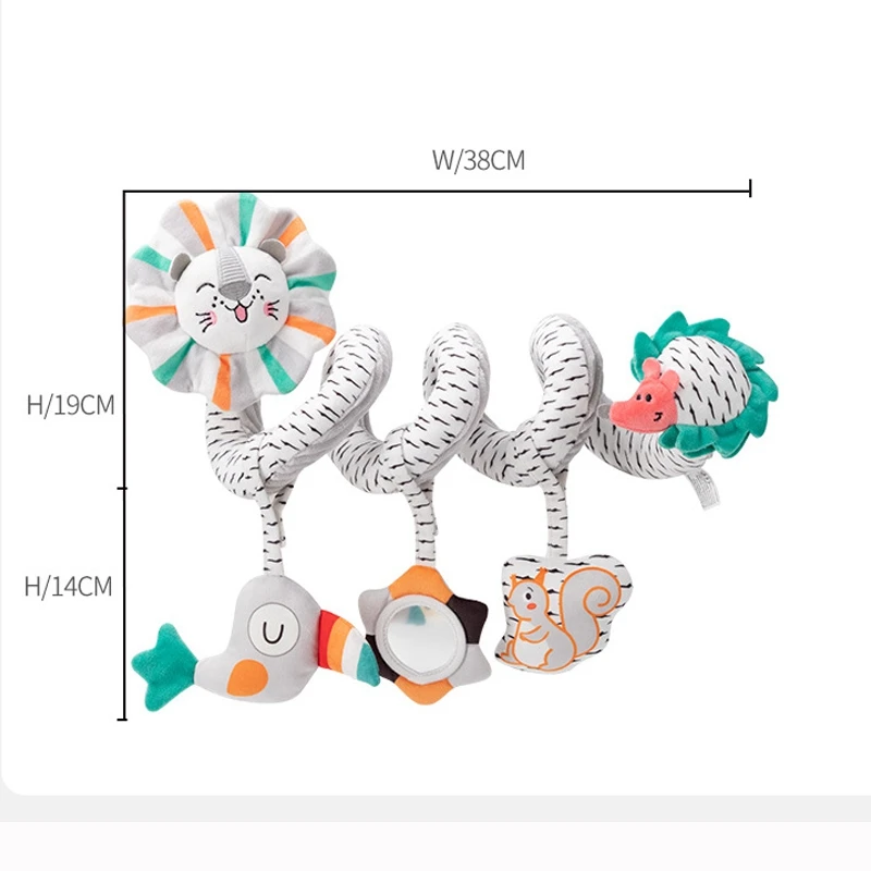 赤ちゃんのためのスパイラルアクティビティのおもちゃ、ぬいぐるみの動物のベビーカー、旅行