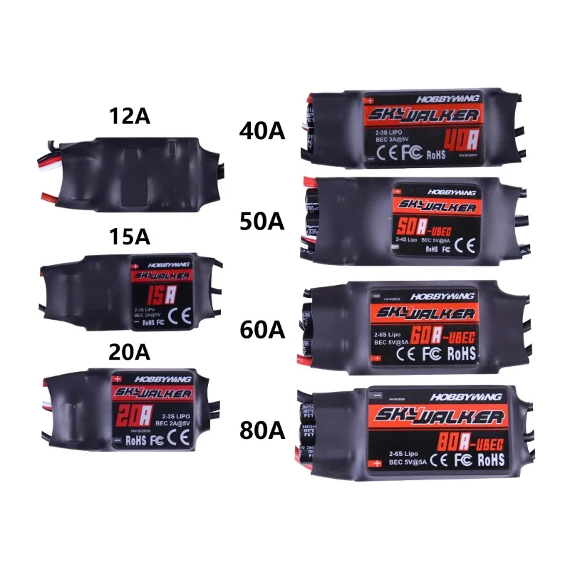 

RSKYWALKERV2 15A 20A 30A 40A 50A 60A 80A ESC Speed Controller with UBEC for C Airplanes Helicopter Compatible Hobbywing Skywalke