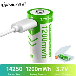 PALO 2-20pcs 3.7V LS14250 ER14250 1/2 AA Lithium ion Battery USB Fast Charge 14250 Li-Ion Batteries for PLC CNC Water Meter