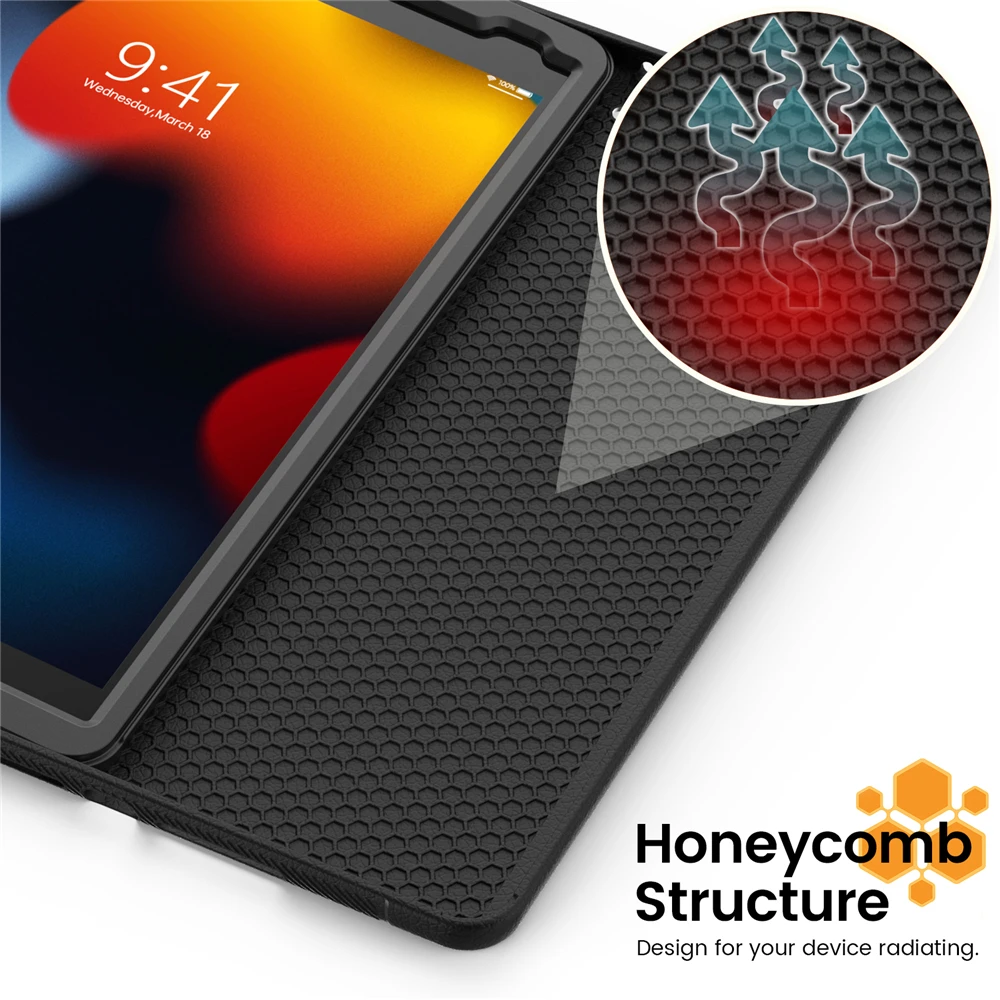 Tablet Case for iPad 9th Generation 2021 10.2 inch Smart Cover for iPad 8th Gen. 2020 2019 7th 10.2 Multi-fold Back suction Case