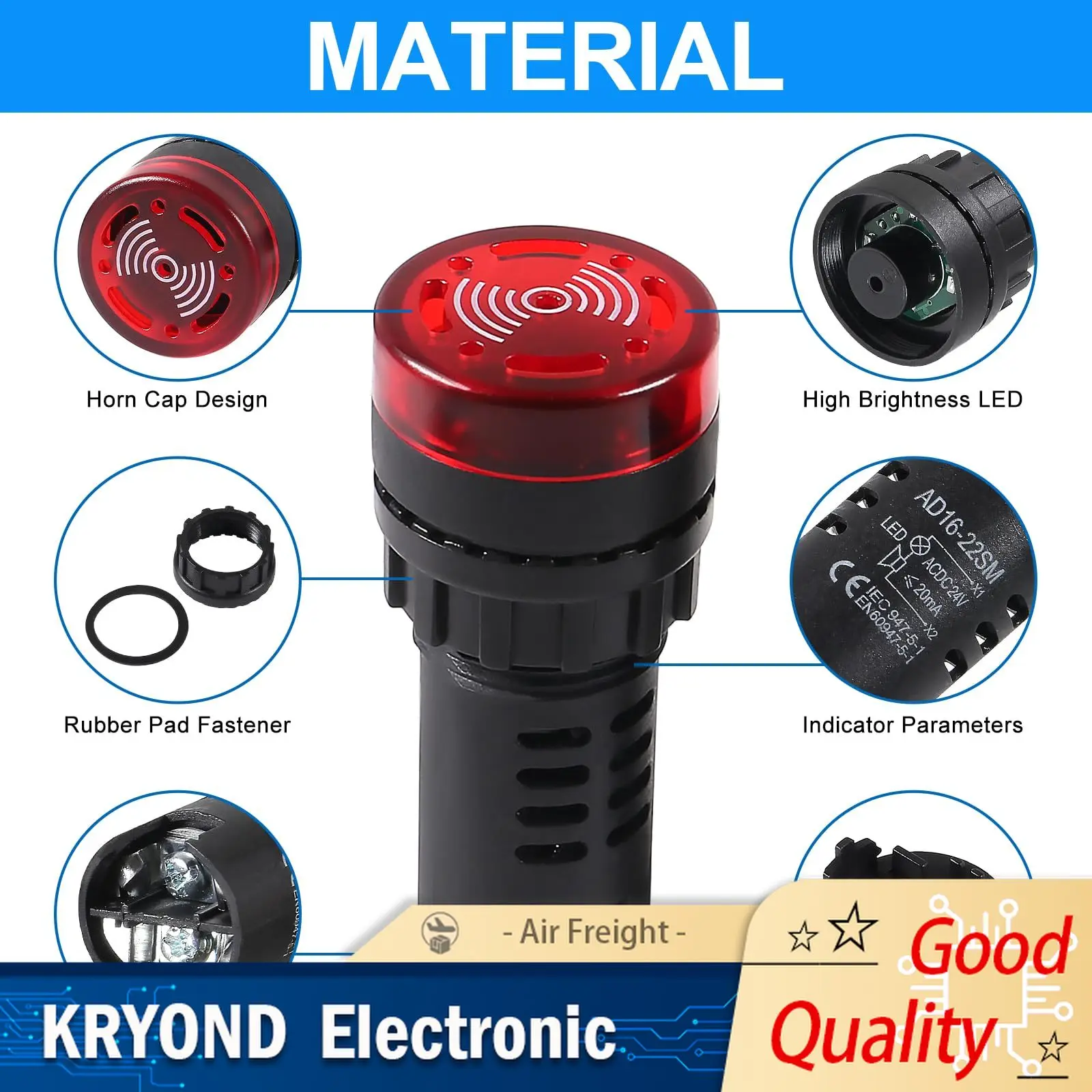 1PC 22mm Flash Signaal Licht Rode LED Actieve Zoemer Piepalarm Indicator Groen Geel AC 12V 24V 110V 220V Paneel Diameter