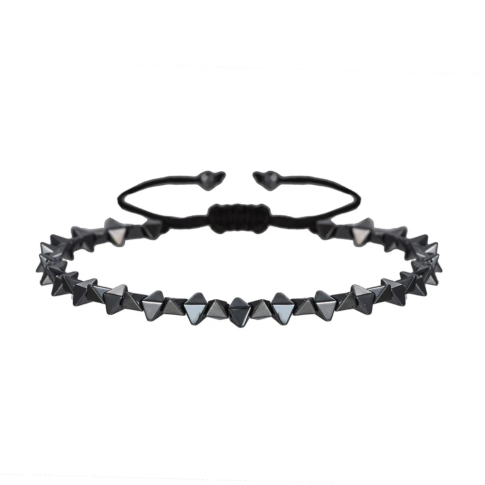 Classical Black Hematite Adjustable Bracelet Women Men Healing Irregular Beads Bracelets Health Care Loss Weight Braided Jewelry image 6