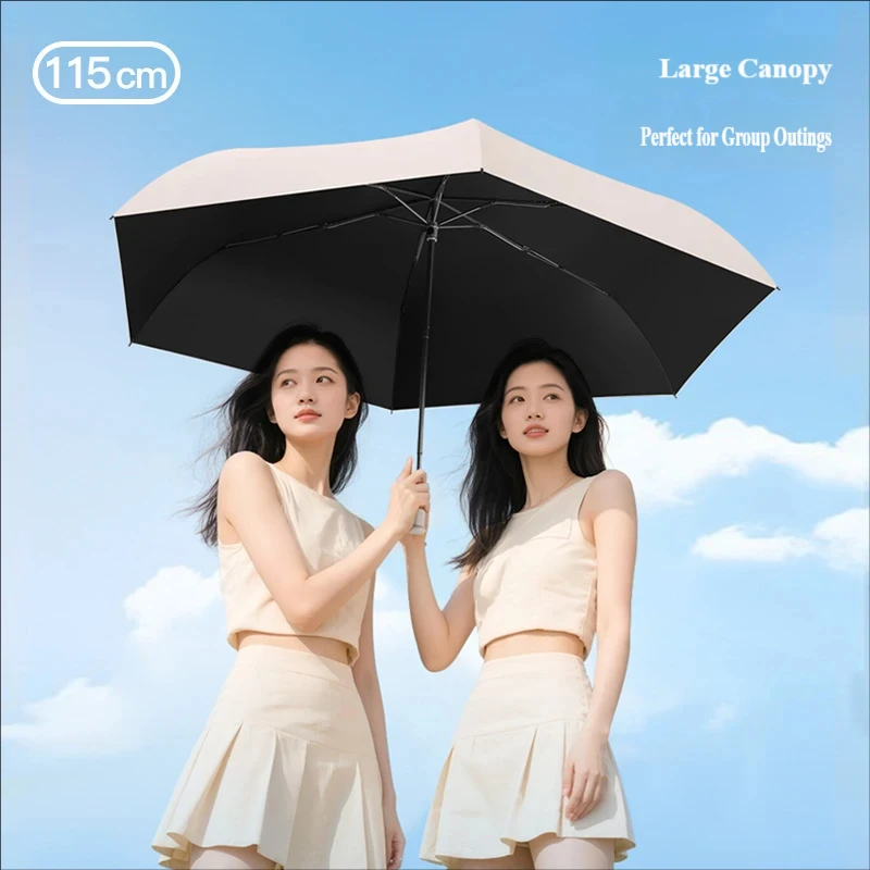 Oversized Ultra-Light Carbon Fiber Pencil Umbrella | Portable Folding Sun & Rain Umbrella with Black Coating UV Protection, Mini