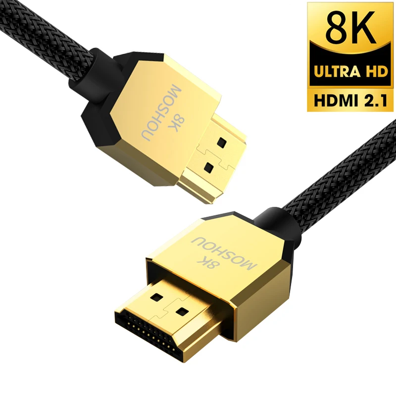 MOSHOU 8K 60Hz 4K 120Hz HDMI 2.1 Cables 48Gbps eARC HDR 3D HiFi Extremely Thin Video Cord for Switch Lite PS4 DVD HDMI Cable