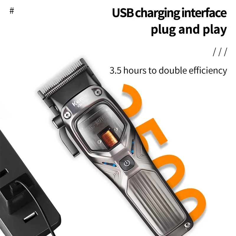 Kemei 1726 مقص الشعر المهنية اللاسلكي المتقلب DLC شفرة 10000 دورة في الدقيقة 12 واط المغناطيسي ناقلات موتور آلة قطع الشعر للرجال