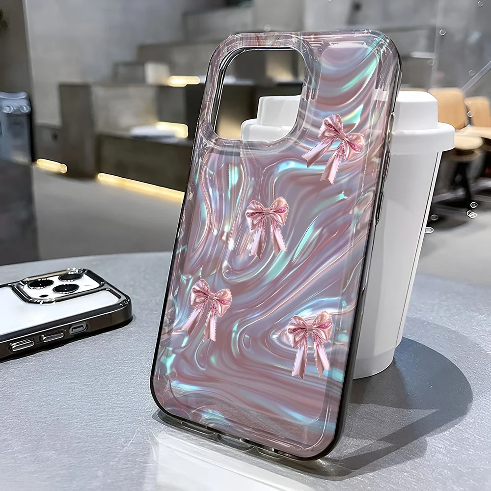 Colorful bow For iPhone 16 15 14 13 12 11 Pro Max Plus Phone Case 17 Air 16 Advanced Anti Fall Phone Case Cover