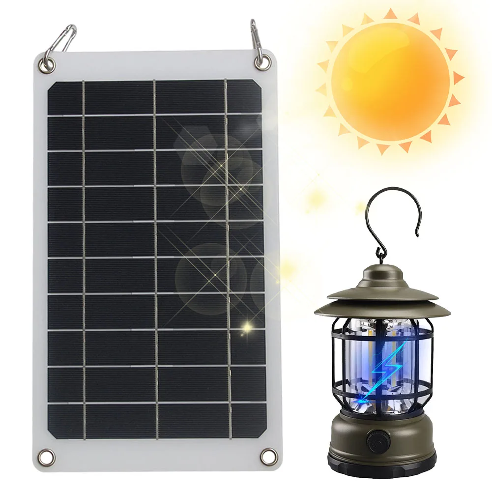 Panel Surya Monokristalin dengan Pengisi Daya Sel Surya Kait 10W 5V Panel Pengisi Daya Surya untuk Penggemar Luar Ruangan dan Pelancong