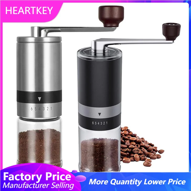 Adjustable Portable Manual Coffee Grinder Stainless Steel Handmade Coffee Bean Burr Grinders Mill 6 Speed Regulations Grinders