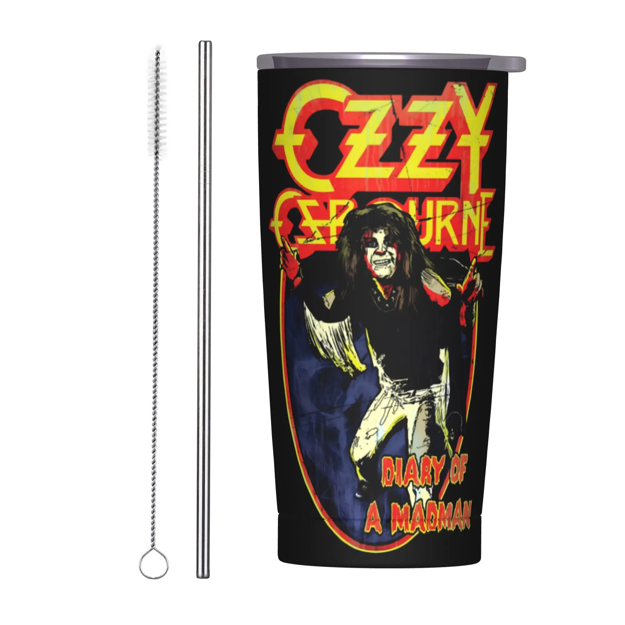 

Термокружка Ozzy Osbourne Rock Band Heavy Metal с двойными стенками, вакуумной изоляцией, крышкой и соломинкой, из нержавеющей стали, 20 унций