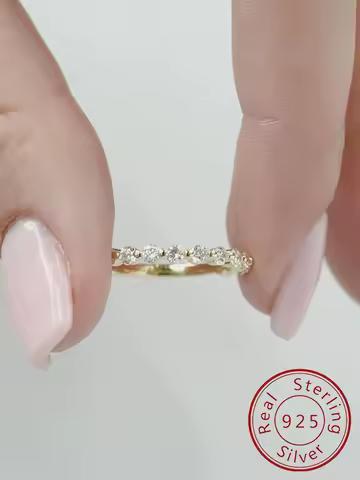 925 Sterling Silver Simplicity Classic 2MM Zircon Bead Edge Ring For Women Engagement Wedding Luxury High Quality Fine Jewelry