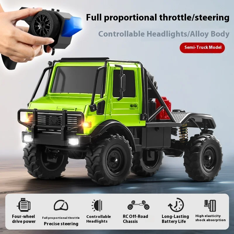 Mangniu منتج جديد Mn333 Unimog 1:18 سبيكة تسلق الجبهة 4*4 جميع التضاريس الإطارات كامل النطاق التحكم عن بعد نموذج سيارة هدية