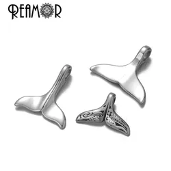 REAMOR 2pcs 316l Stainless steel Fishtail Necklace Pendant Charms For Leather Bracelet Hook Clasp Jewelry Making DIY Accessories