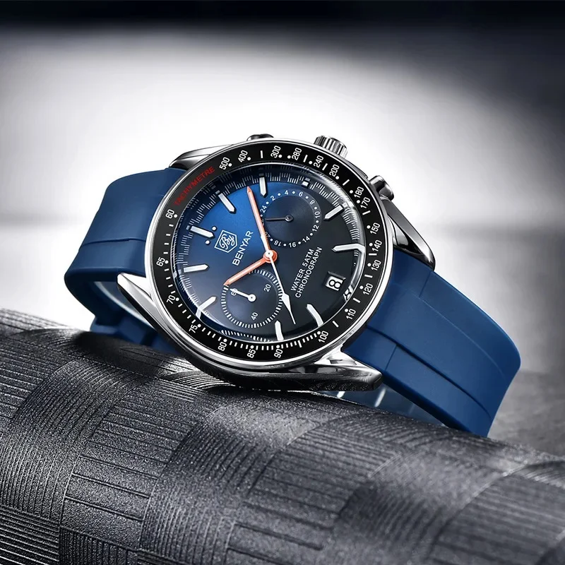 BENYAR Mens Watches Top Luxury Moon Watch For Men Quartz Chronograph Waterproof Military Sports Luminous Clock Reloj Hombre Gift