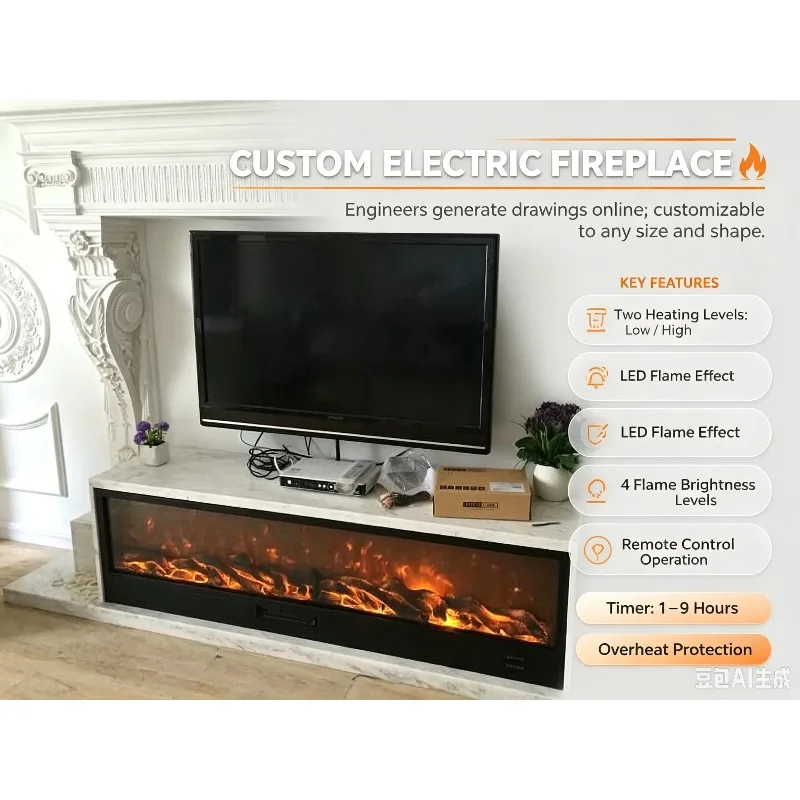 Stove Freestanding Homey Space-saving Remote-controlled Whisper-quiet Multicolored Flame Digital Electric Fireplace