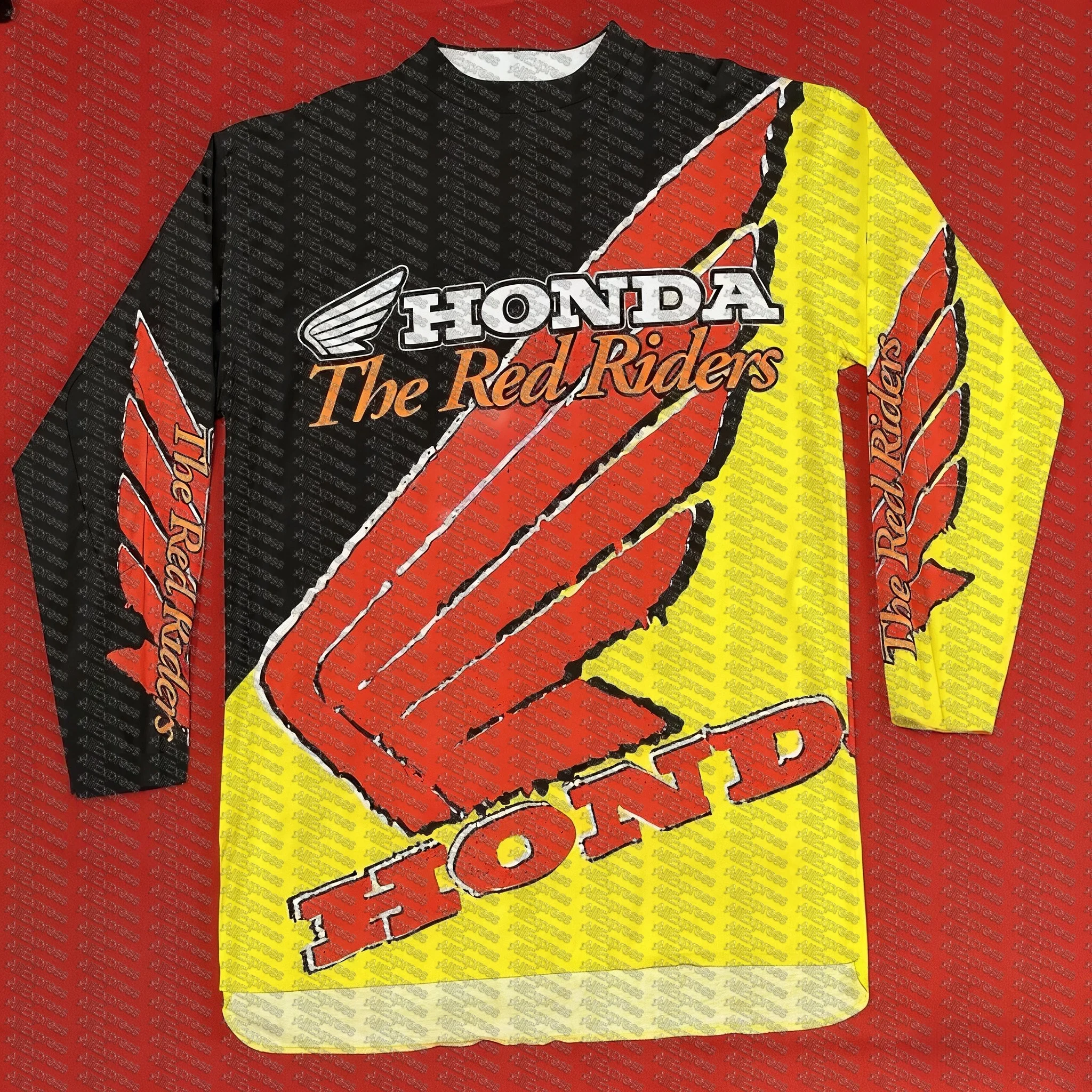 

Honda off-road motorcycle T-shirt, mountain bike breathable long-sleeved, retro racing Honda red rider youth jersey, accessories