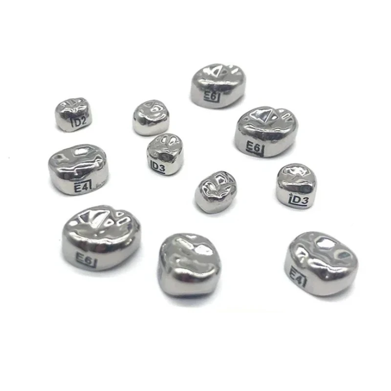 Dental Children's Medical Stainless Steel Temporary Dental Crown Left/Right Breast Molar Caries Restoration Dental Crown