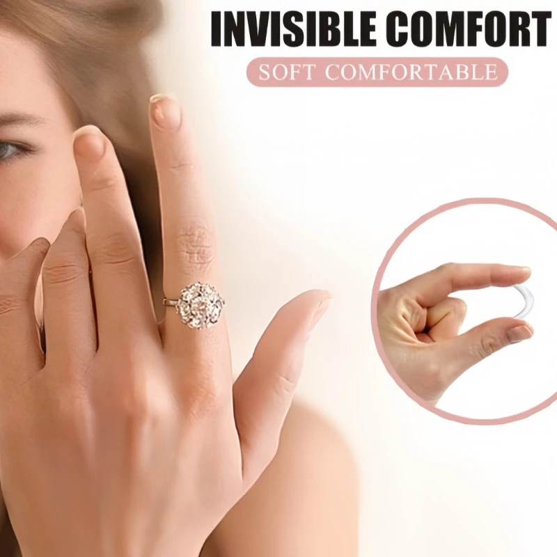 

6/8/10/12 Sizes Silicone Invisible Clear Ring Sizer Anti-Loss Proof Invisible Ring Holder Retainer Shrinker for Large Rings