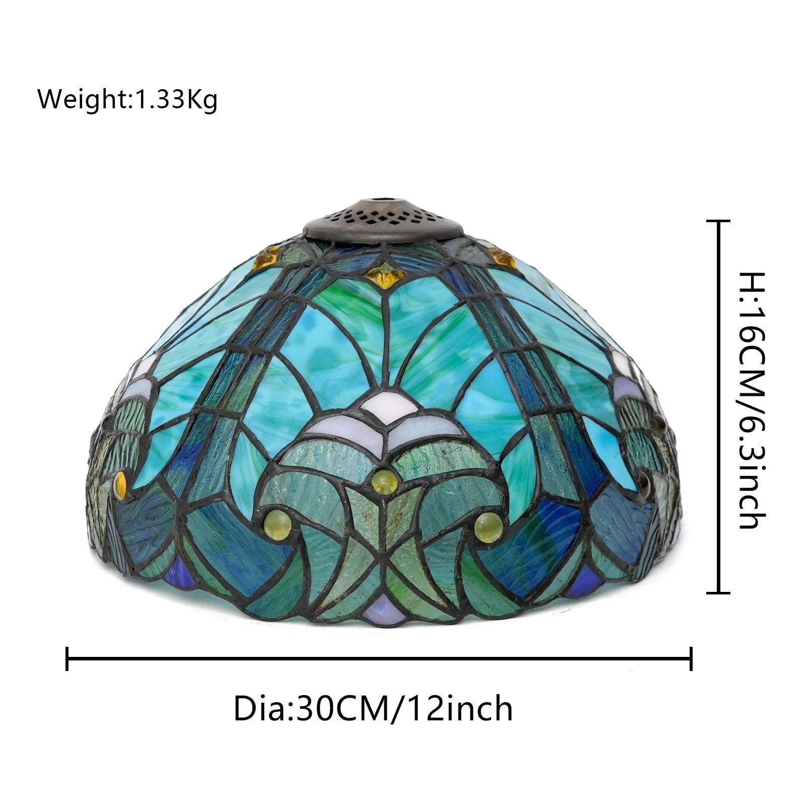 Tiffany Lamp Shade Only 12' Victorian Style Stained Glass Replacement Lampshade for Table Lamp Desk Light Ceiling Fixtures