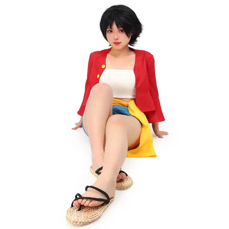 DAZCOS Women's Luffy Cosplay Costume ONE PIECE Monkey D. Luffy Sexy Mini Skirts Party Costume Straw Hat Anime Costume for Women