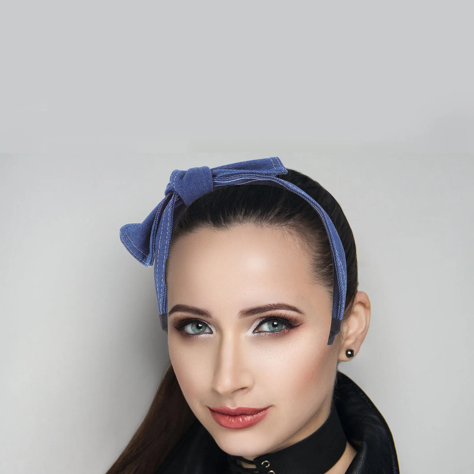 

Wide Bowknot Denim Headband Stylish Comfortable Hairband for Women Daily Wear Party Wedding Versatile Hair Accessory