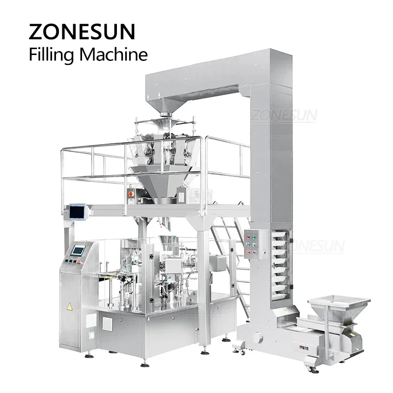 ZONESUN Macchina imballatrice automatica per granuli Doypack Macchina confezionatrice per particelle di grano per alimenti per animali domestici ZS-GB200