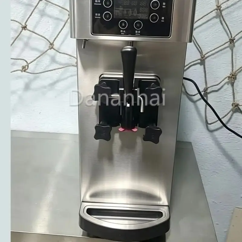Commercial Ice Cream Machine, Single Head High Efficiency Soft Serve Frozen Yogurt Dispenser for Snack Bar