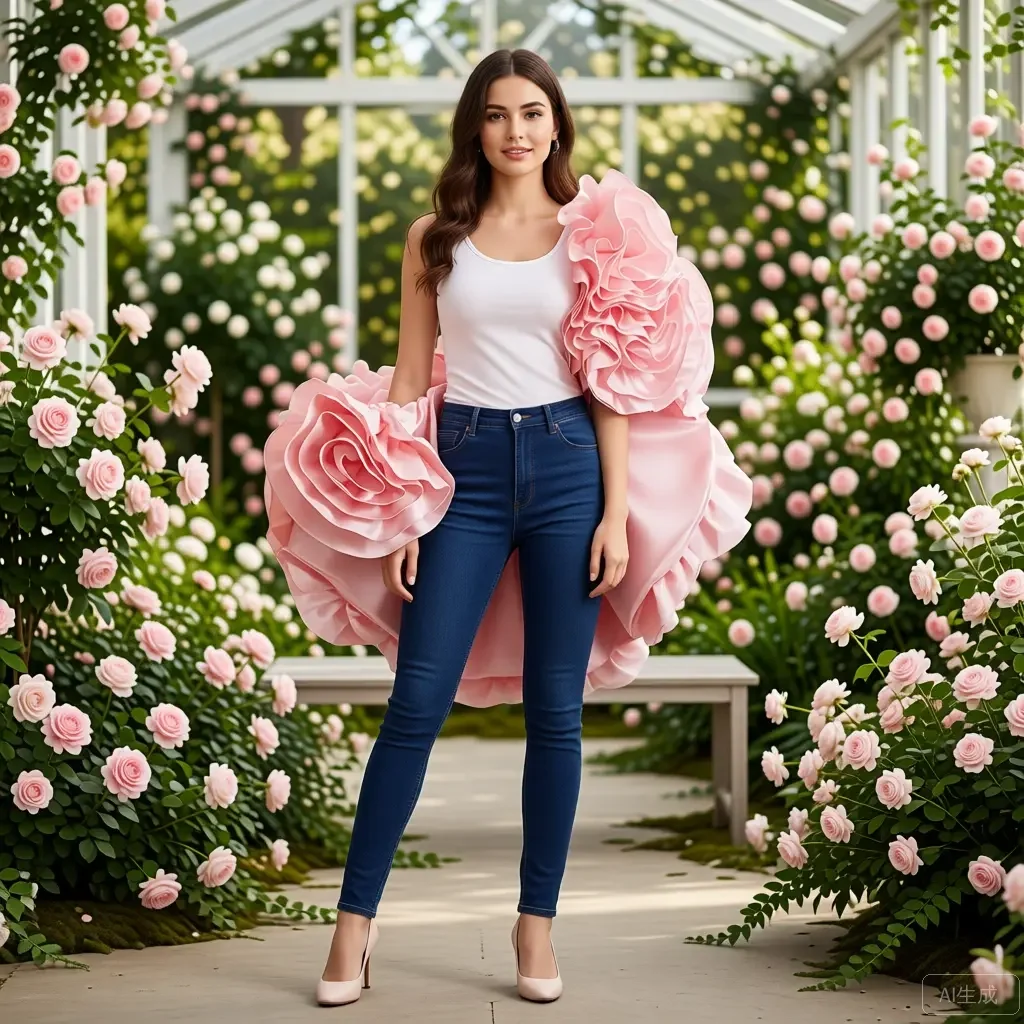 

Элегантная накидка-кейп с розовыми розами и оборками, романтическая эффектная шаль, роскошная модная женская верхняя одежда, изготовленная на заказ, красивый топ