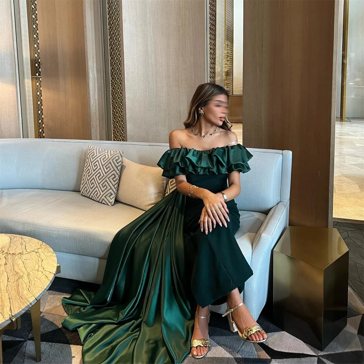 

Green Party Long Bespoke Occasion Gown Evening Dresses Pastrol Unisex Jersey Retro Dubai Saudi Arabic Israel Prom Customized