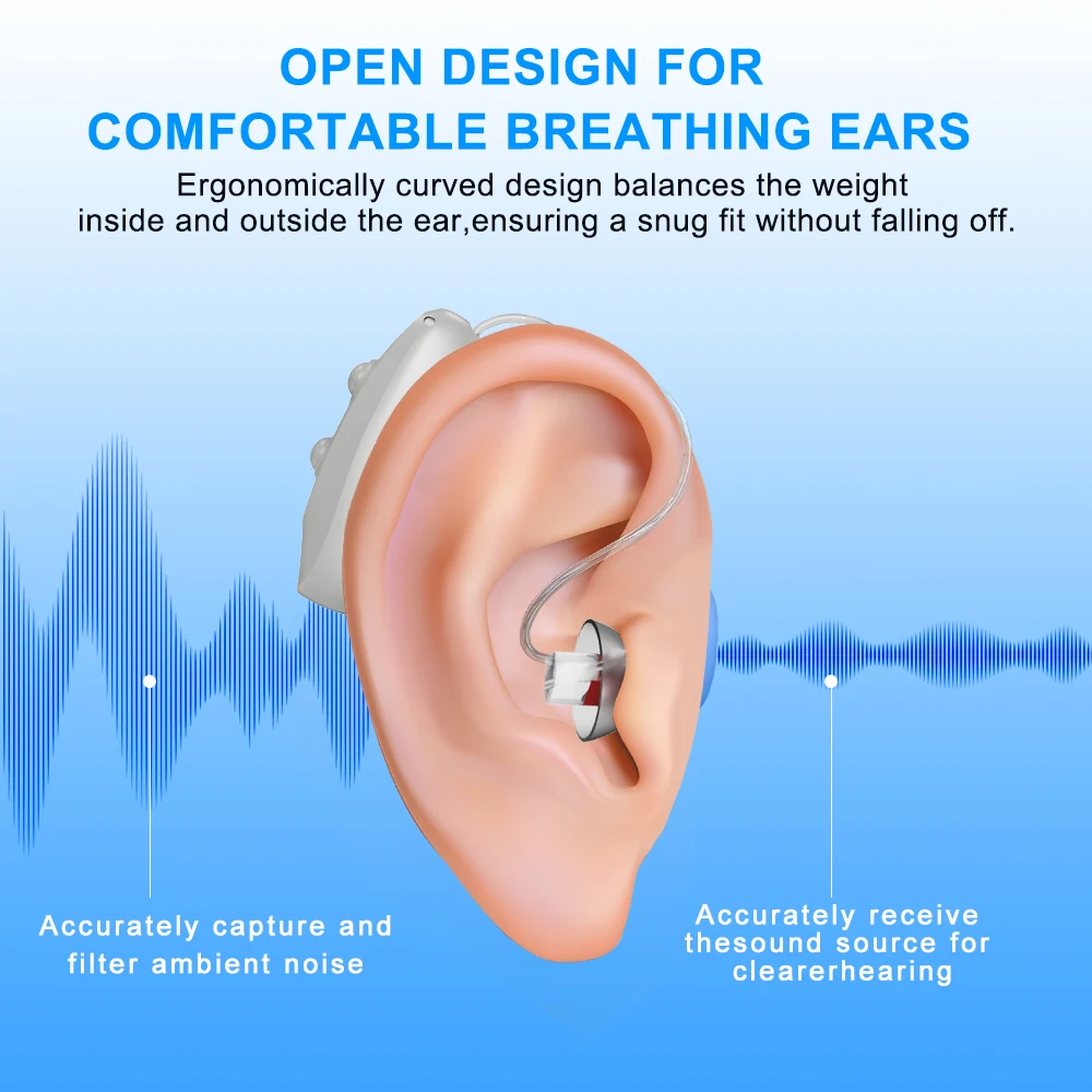 Digital Display Charging Case Hearing Aid Noise Reduction 64 Channel DSP Bluetooth Open Fit Hearing Amplifier for Senior