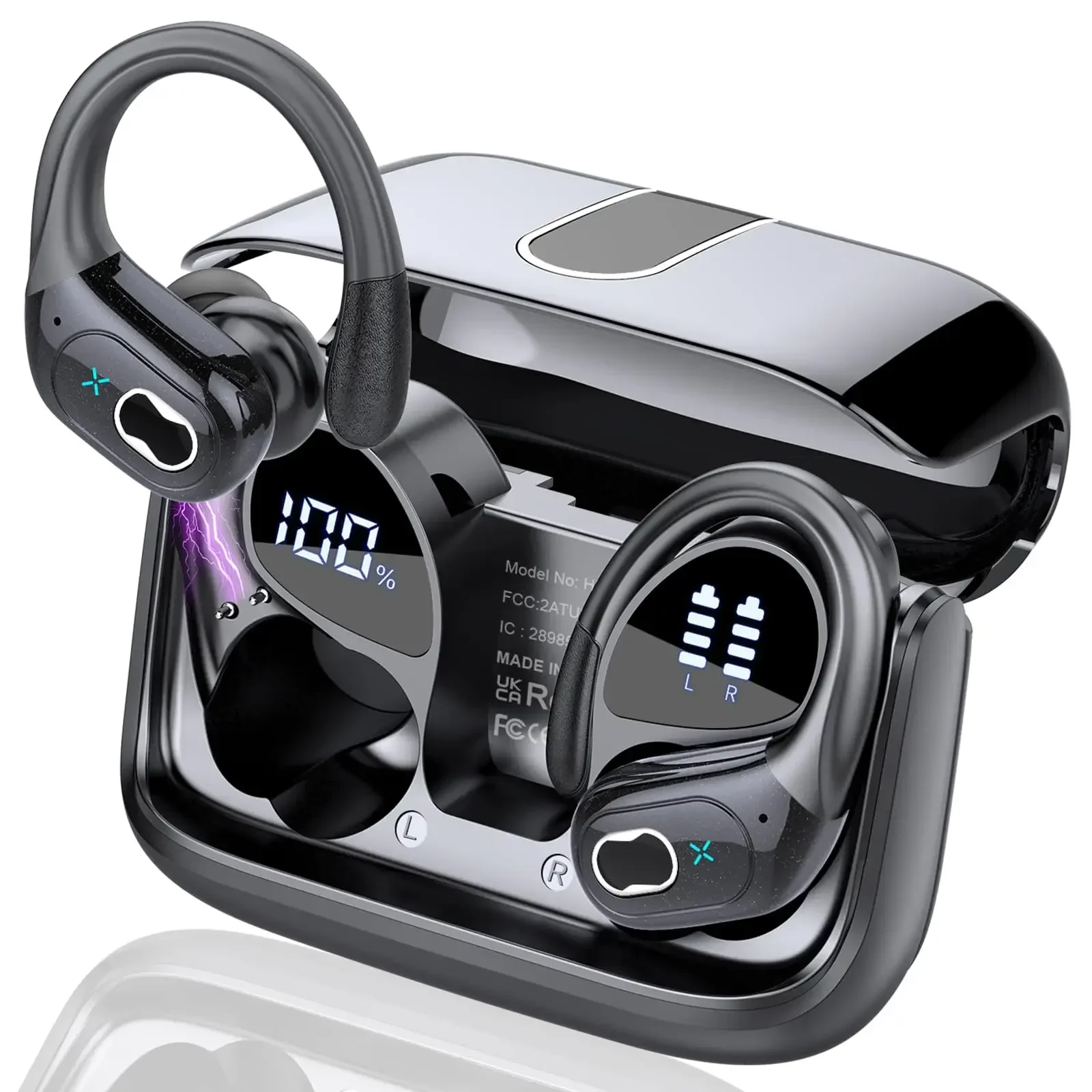 

Wireless Earbuds Bluetooth 5.4, 75H Playtime Hi-Fi Stereo Deep Bass, ENC Mic IPX7 Waterproof Earhooks Sport Earphones.