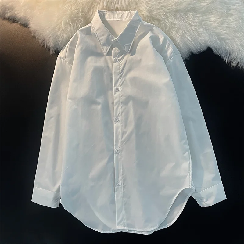 Long Sleeved Loose Shirt And Blouse Casual French Retro Solid New In Clothes Top Single Breasted Simple Office Lady Trend Women