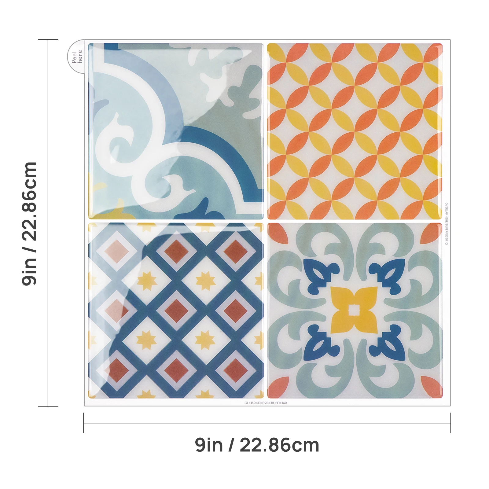 5Sheets Moroccan Style Peel and Stick Wall Tiles, Self-Adhesive Stickers, Waterproof Mosaic Wallpaper for Kitchen Backsplash