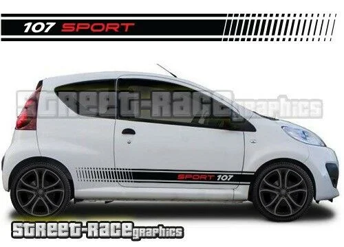 

For x2 Peugeot 107 003A side racing stripes graphics stickers decals vinyl sport