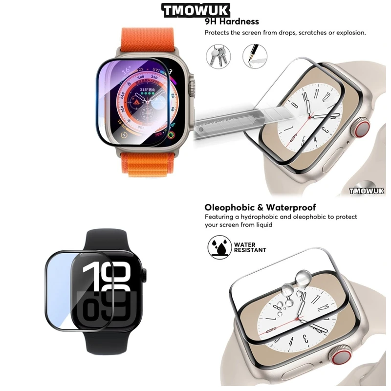 

For Apple Watch 1 2 3 4 5 6 7 8 9 10 SE 38 41 45 44 42 49 MM Impact Protective Shield Flexible Layer Edge To Edge
