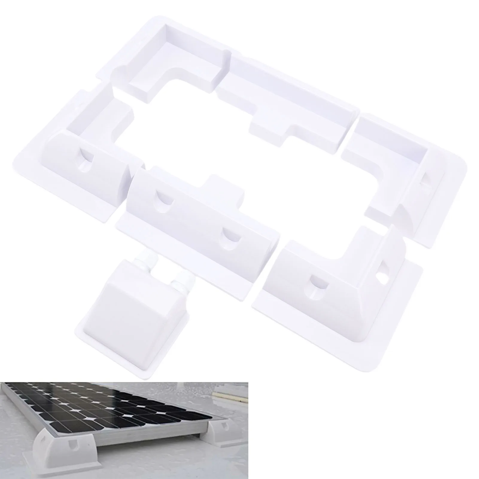 

Комплект кронштейнов для крепления солнечных панелей, не требующий сверления, широко используемый, простой в установке, угловые кронштейны из АБС-пластика для солнечных панелей, износостойкие, для гаражей