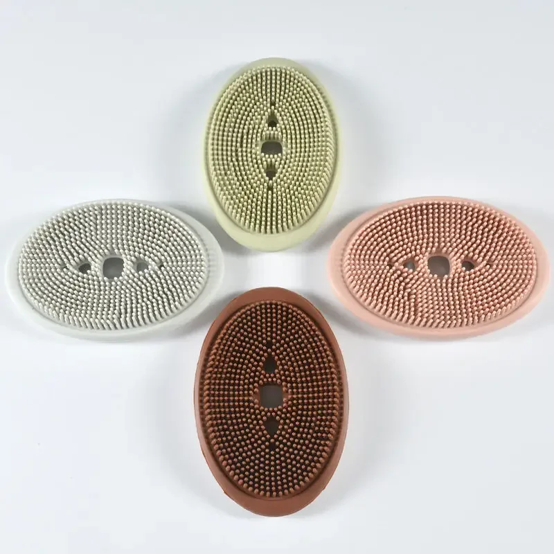 Silicone Soap Dish Creative Shower Dish Drain Plate Bathroom Soap Holder Soap Box Sponge Holder Punch-free High Quality