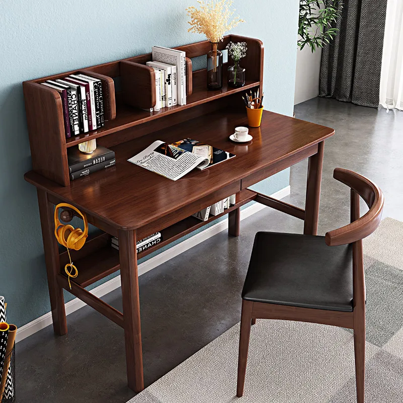 مزيج رف كتب من الخشب الصلب، مكتب تخزين منزلي بسيط وحديث