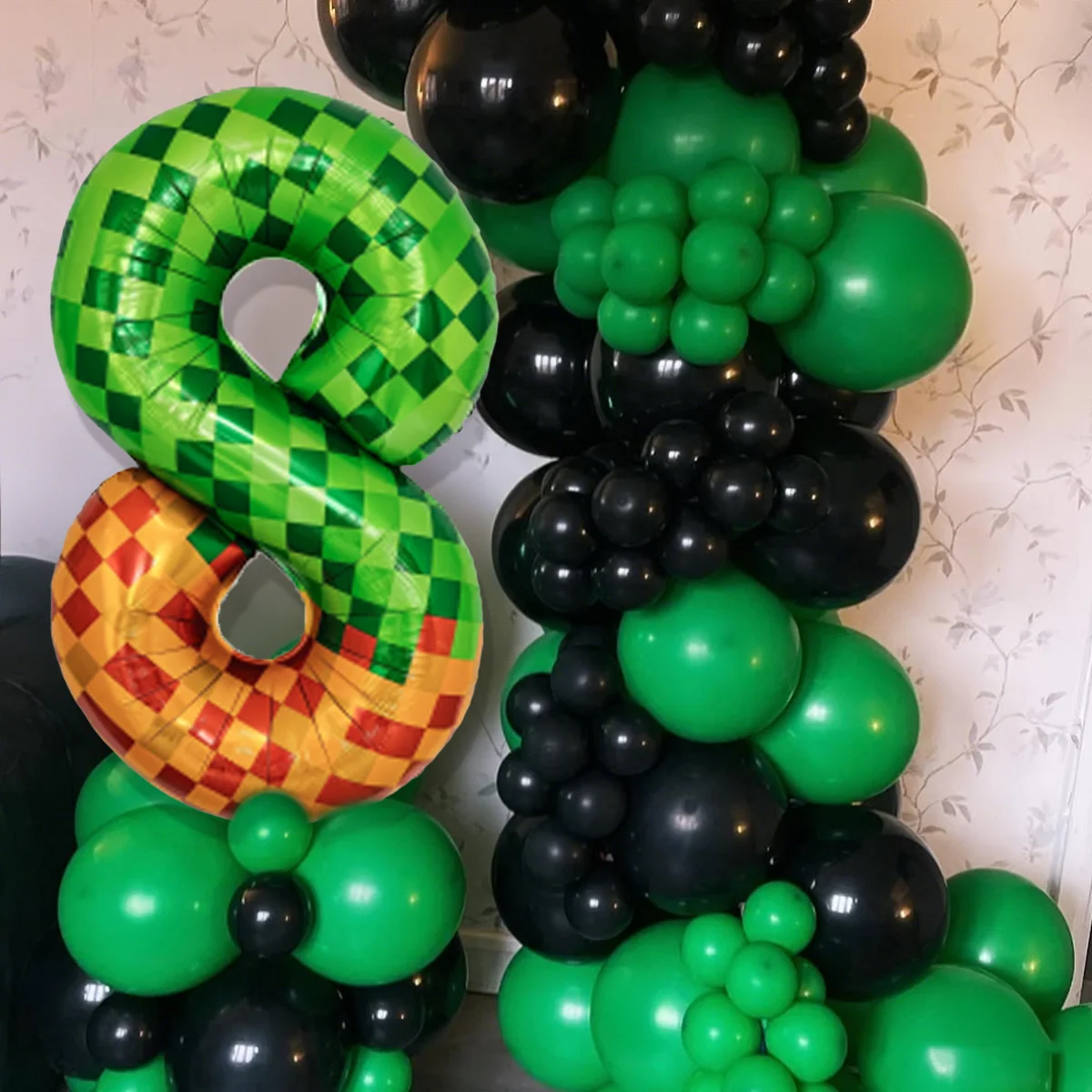 40 Zoll Riesige Mosaik Grüne Pixel Themen-Zahlen Folienballons Nummer 0-9 Ballons Partyballons Geburtstagsfeier – Detail 5