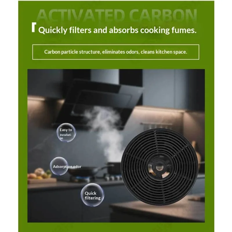 2PCS Carbon Filter for Cooker Hood 135x135x18mm Round, Recirculating Exhaust Fan, Easy Install