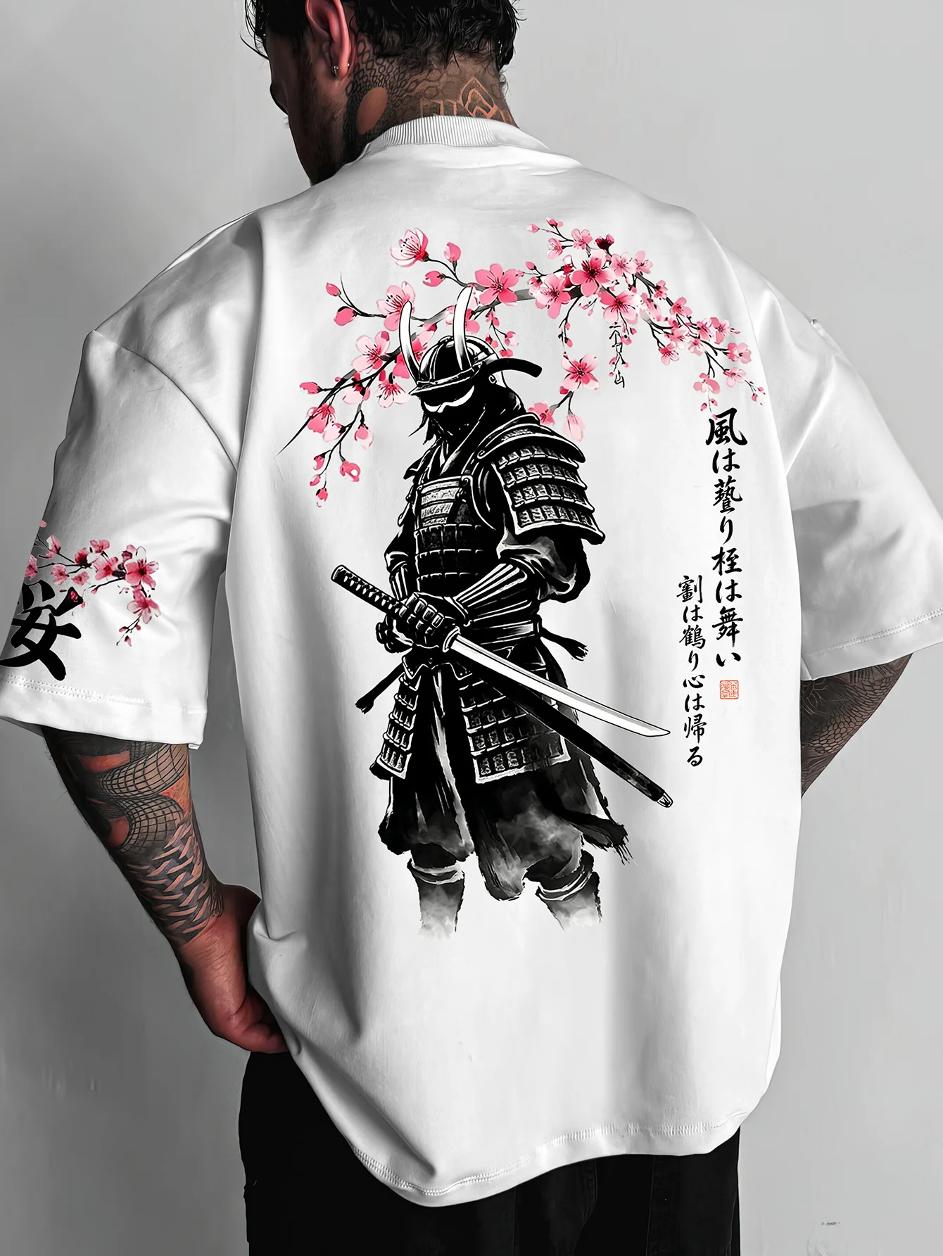 Splashing Ink Warrior Silhouette Atmosphere for Men and Women Pure Cotton Simple and Versatile Short Sleeves for Daily Use