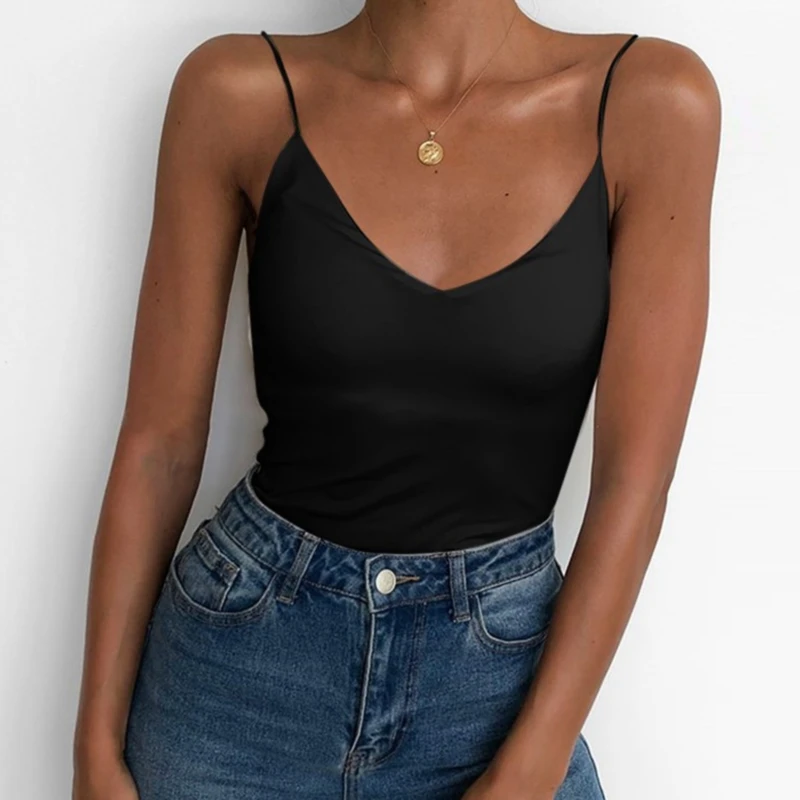 Satin Women Thin Wild Solid Camis Vest Women Tank Tops Female Summer Sexy Strap Basic Tops Slim Sleeveless Camisole image 2