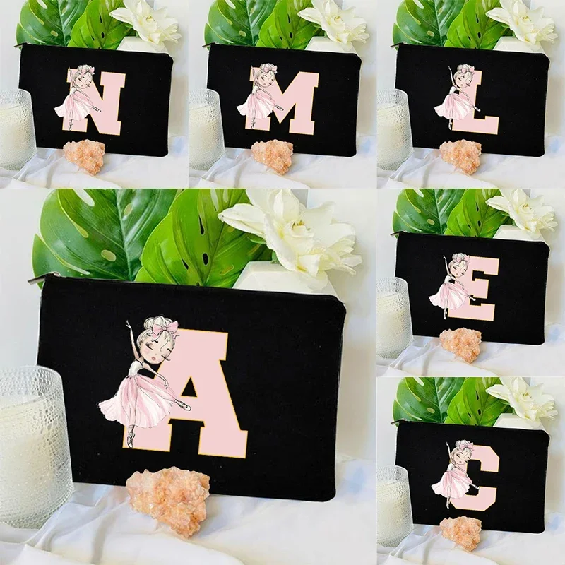 Custom 26 Letters Makeup Bag Girls Wedding Bridesmaid Gift Women Pouch Travel Cosmetic Organizer Luxury Canvas Make up Case